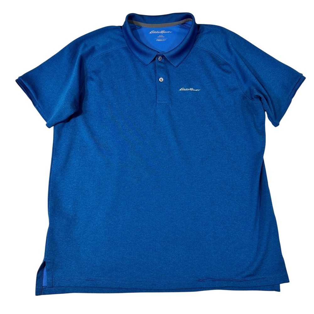 Eddie Bauer Mens FreeDry Polo Shirt Blue Short Sleeve Performance Large 1135059